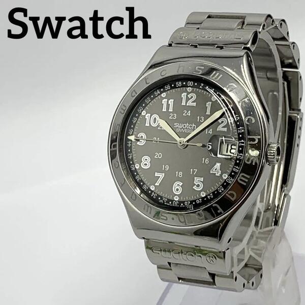342 稼働品 Swatch メンズ 腕時計 スウォッチ ★訳アリ IRONY SWISS MADE デイト 日付 新品電池交換済 クオーツ式 人気 希少 ビンテージ