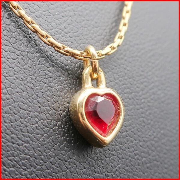 正規品 ディオール Dior ネックレス Necklace ハート Heart 特大一粒ラインストーン Authentic Mint
