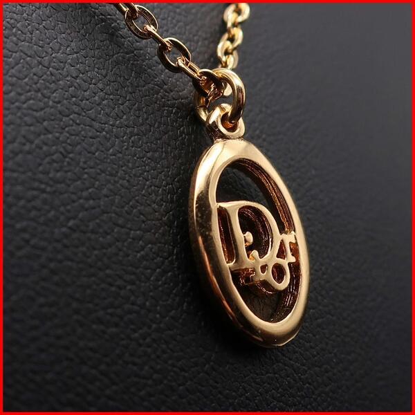 正規品 ディオール Dior ネックレス Necklace 特大サークルロゴ Oversized circle logo CDロゴ 刻印あり 箱 Branded box Authentic Mint
