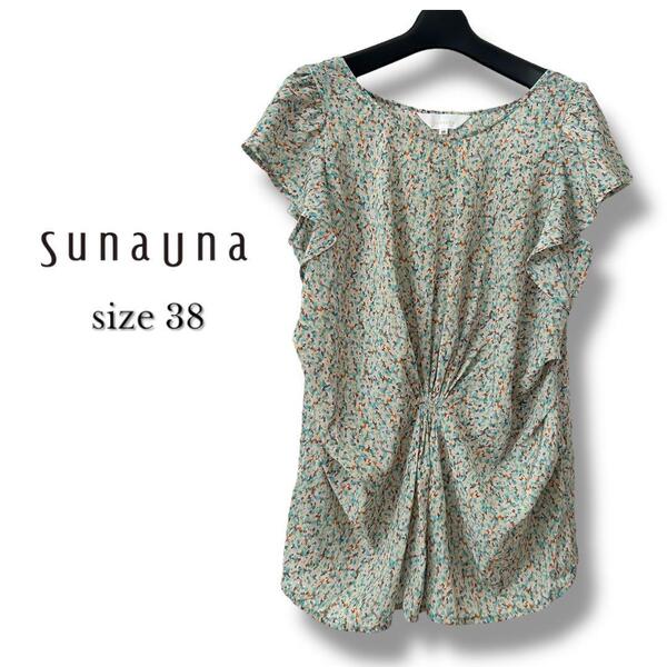 sunaUna グリーン系 総柄 半袖チュニック ドットプリント 38 M