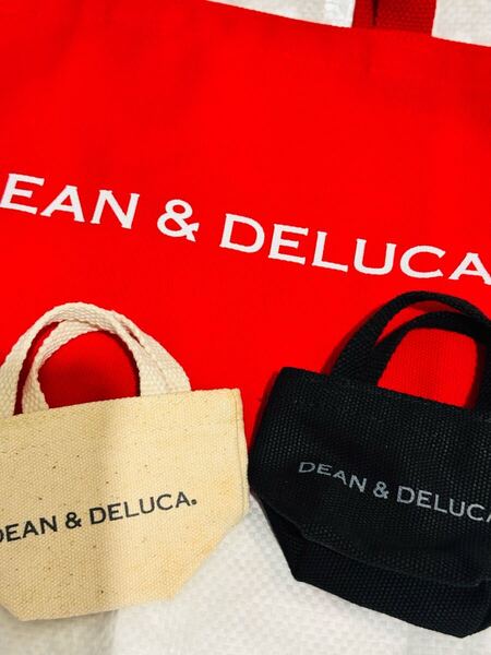 ディーンアンドデルーカ トートバッグ レッド コットン 赤 ミニバッグ2個 DEAN&DELUCA