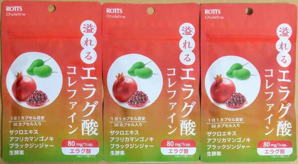 ROTTS 溢れるエラグ酸 コレファイン 3袋計90日分 送料無料(追跡可) ザクロエキス アフリカマンゴノキ ブラックジンジャー 生酵素 サプリ