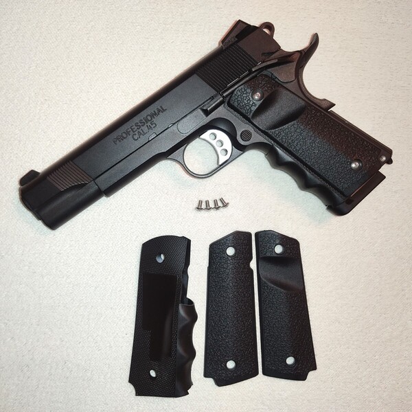 スクリュー付き ガバメント系 樹脂&ラバーグリップセット 1911 東京マルイ WA タニオコバ WE ARMY ダブルベル バトン カーボネイト MAGPUL
