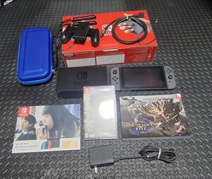 Nintendo Switch グレー 新モデル モンスターハンターライズソフト ケース 簡単な攻略本付き