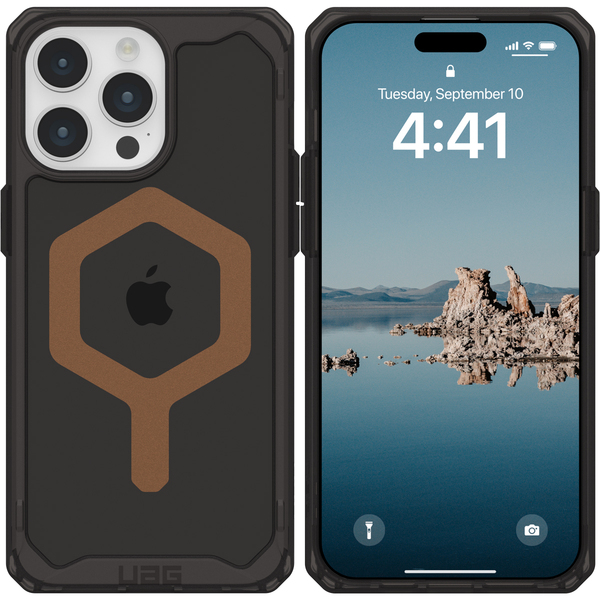 未使用品 UAG iPhone15 Pro Max用耐衝撃ケース Magsafe PLYO ブラック/ブロンズ 正規品 URBAN ARMOR GEAR UAG-IPH23LA-YMS-B/B クリア 透明