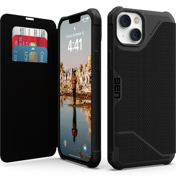 新品 未使用品 UAG iPhone14 Plus用耐衝撃手帳型ケース METROPOLIS ケブラーブラック カード入れ URBAN ARMOR GEAR UAG-IPH22LA-F-KB TPU