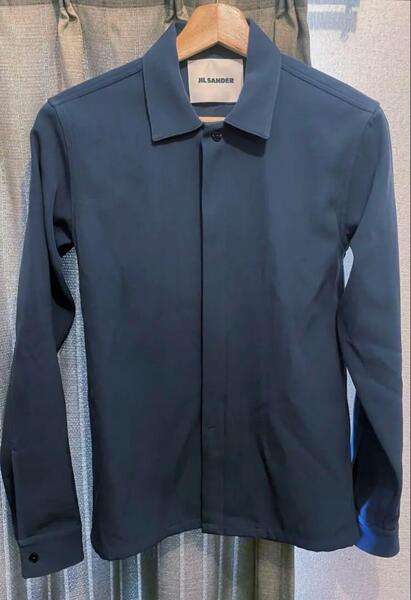 新品同様 20ss Jil sander ジルサンダー ウールシャツジャケット メンズ ダークブルー Sサイズ