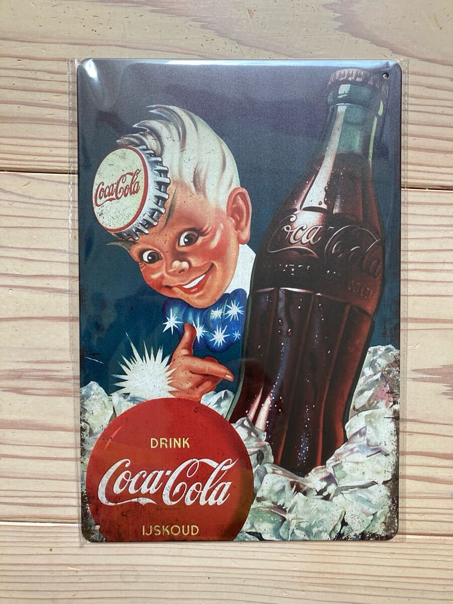 1267【1989年】ビンテージ コカコーラ ブリキ 看板 サイン