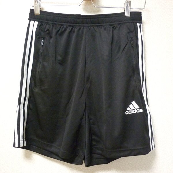 ◎新品◆送料無料(メンズXL)(O)アディダス adidas 黒/ブラック ジップ付き ポケットハーフパンツ/ショートパンツ/ショーツ/ビッグロゴ