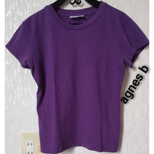 アニエスベー agnesb 半袖Tシャツ パープル紫 Sサイズ小さめ トップス カットソー クルーネック