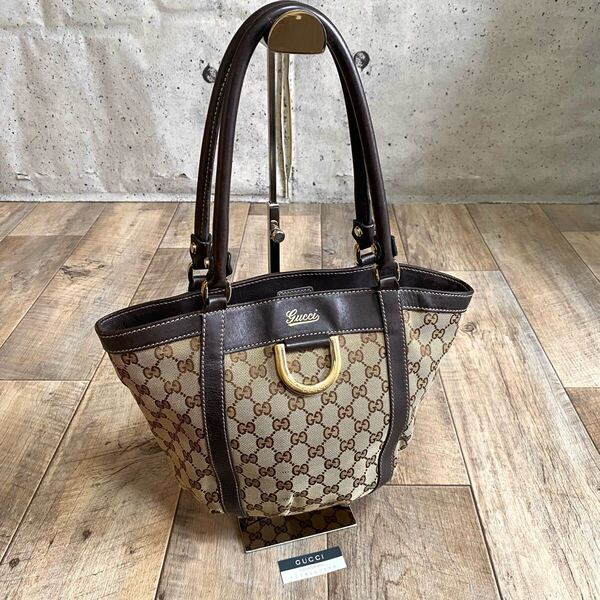 本物 GUCCI グッチ ロゴ GG柄 キャンバス ミニトートバッグ アビー ブラウン ハンドバッグ レザーバッグ オールド ヴィンテージ レディース