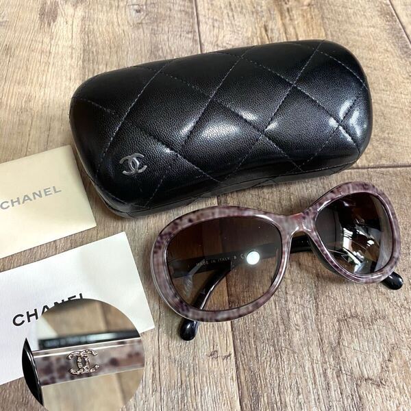 本物☆CHANEL シャネル ロゴ ココマーク サングラス グレー 黒 ブラック アイウェア 眼鏡 メガネ ヴィンテージ オールド レディース メンズ