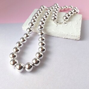 【10mm/50cm】シルバーボールチェーンネックレス ナバホ風 s925#91