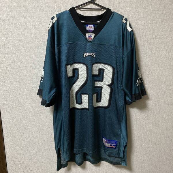 NFL Eagles フットボールシャツ メンズLサイズ グリーン 23 VINCENT ゲームシャツ ナイロンメッシュ Troy Vincent(トロイ・ヴィンセント)