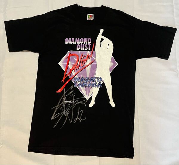 FMW プロレス 田中将斗 サイン入り ダイヤモンドダスト 黒 Tシャツ XL ?