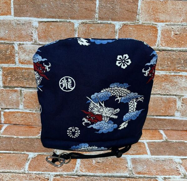 ゴルフ アイアンカバー ハンドメイド 龍柄(濃紺) 帆布生地 ボア生地 ヘッドカバー クラブ用 コンペ 賞品 和風 和柄