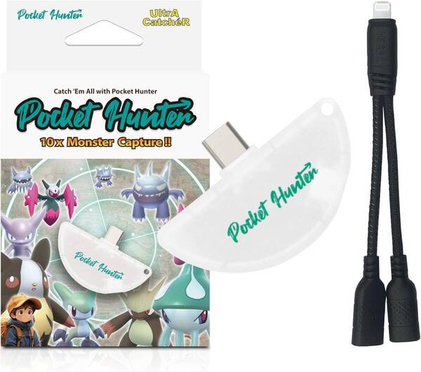 Pocket Hunter モバイルゲーム用オートキャッチデバイス | USB-C プラグアンドプレイ | 充電不要 | LEDペアリング パススルー充電