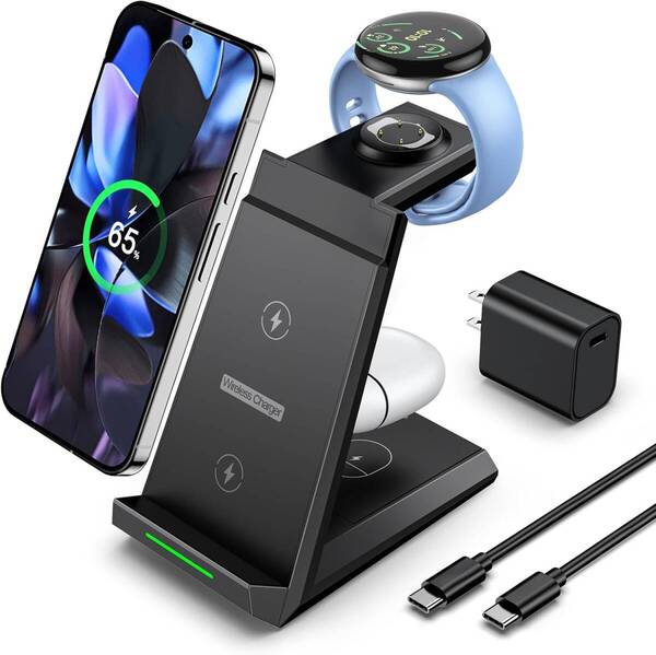 NANAMI 3in1 ワイヤレス充電器 Google Pixel専用 15W 高速充電 Pixel 9 Pro XL/9/Fold/8/7/7A/6 Pixel Buds Pro 2/Pro ピクセルウォッチ 3/