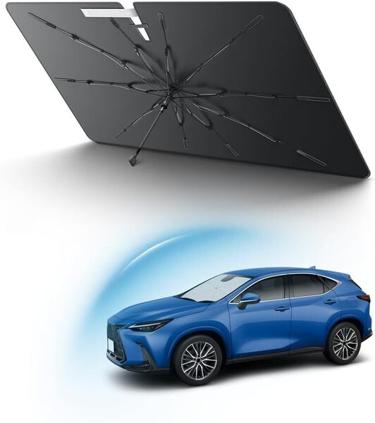 SKTU サンシェード 車 フロント レクサスnx 20系専用 傘式車用サンシェード 折り畳み式 |10本ガラス繊維骨|日除け UVカット 遮光断熱|
