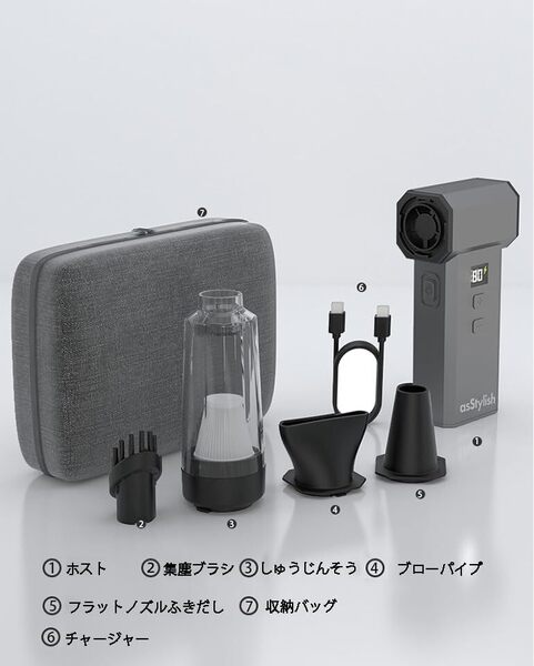 asStylish 超強力ハンドヘルドターボファン&エアダスター | 100速ブラシレスモーターミニジェット | プレミアム3イン1ポータブルファン