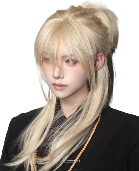 Limakaraウィッグ ロング レイヤーカット ゴールド 男女兼用 自然 軽量 夏 バレない 人気 かつら フルウィッグ コスプレ wig 通気 原宿