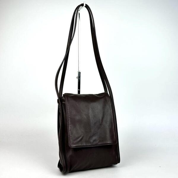 美品●LOEWE ロエベ ワンショルダー 肩掛け アナグラム ロゴ型押し トートバッグ 裏地総柄 レザー 茶 ダークブラウン フォーマル 男女兼用
