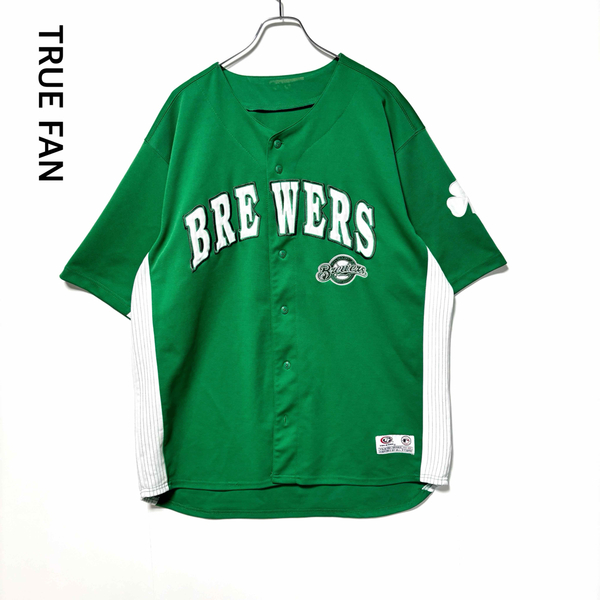 * TRUE FUN ゲームシャツ ベースボールシャツ MLB ブリュワーズ BREWERS XLサイズ