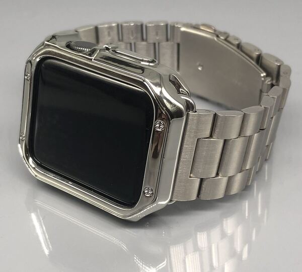 シルバー 厚 ステンレス アップルウォッチバンド Apple Watch カバー ケース ウルトラ 38mm 40mm 41mm 42mm 44mm 45mm 46mm 49mm