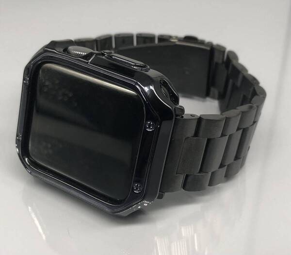 ブラック 厚 ステンレス アップルウォッチバンド Apple Watch カバー ケース ウルトラ 38mm 40mm 41mm 42mm 44mm 45mm 46mm 49mm
