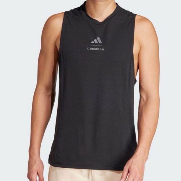 2XL 新品 adidas タンクトップ アディダス メンズ トレーニングウェア レズミルズ グラフィック フィットネス ノースリーブ 黒