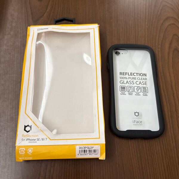 706p1405☆ iFace Reflection iPhone SE(第3世代/第2世代)/8/7 クリアケース 強化ガラス (ブラック)
