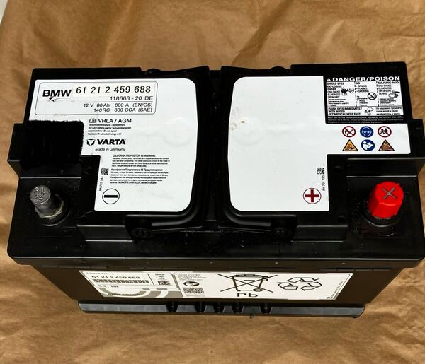 バッテリー BMW MINI メーカー純正 VARTA 12V 80Ah 800A (EN/GS) 31×17.5×19センチ 解体外し 2025.3登録 2000KM走行距離 補充電済み