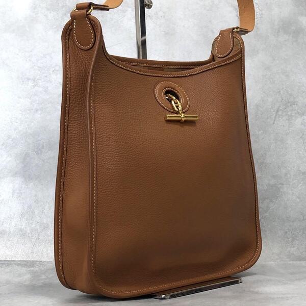 HERMES エルメス ヴェスパ PM トリヨンクレマンス ショルダーバッグ クロスボディ バッグ 肩がけ 斜めがけ ゴールド 金具 ブラウン