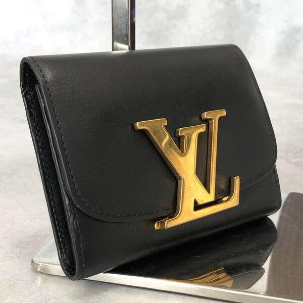 LOUIS VUITTON ルイヴィトン パルナセア ポルトフォイユ ヴィヴィエンヌ コンパクト ウォレット 二つ折り財布 黒 ゴールド金具 レザー 黒