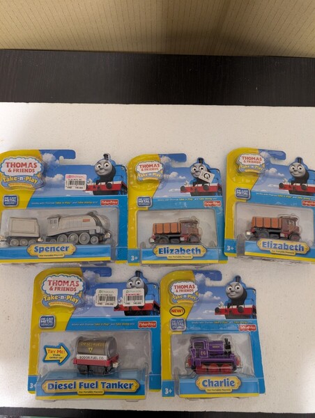 2009年 絶版 トーマス Thomas & Friends Take-n-PIay &TakeAIong ダイキャストメタルエンジン spencer charIie Dieselfueltanker EIizabeth