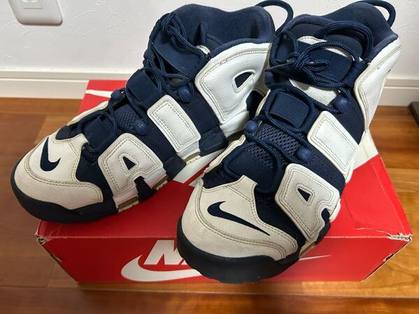 送料無料★即決★NIKE AIR MORE UPTEMPO ナイキ モアアップテンポ オリンピック US10 28cm★USED (ネイビー×ホワイト)