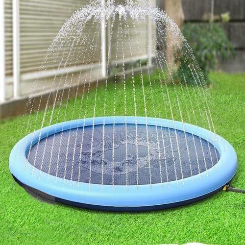 噴水マット 噴水プール 子供用 ペット用 親子遊び プールマット アウトドア 噴水池 庭の中 芝生 夏対策品 (100cm)