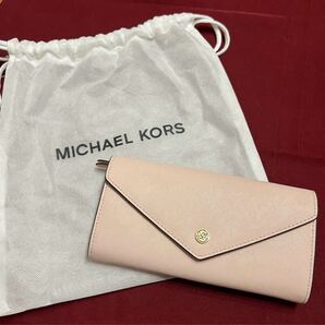◆新品◆ MICHAEL KORS マイケルコース 長財布 本革 二つ折り財布 ウォレット シグネチャー ピンク ¥55,000→¥15,000