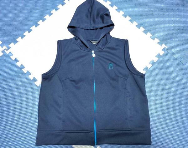 送料無料●HEAD●ヘッド●フード付ベスト●ジャージ素材●日差しカット●熱中症対策●レディース●L●ネイビー●アウトドア●ゴルフ●作業