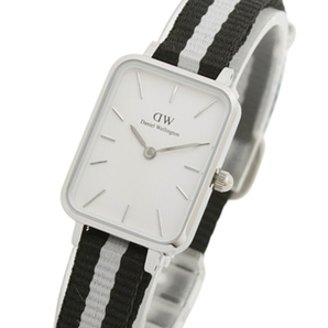 ダニエルウェリントン DANIEL WELLINGTON Quadro 20x26mm Black & Grey NATO Silver White DW00100676 腕時計 レディース ホワイト