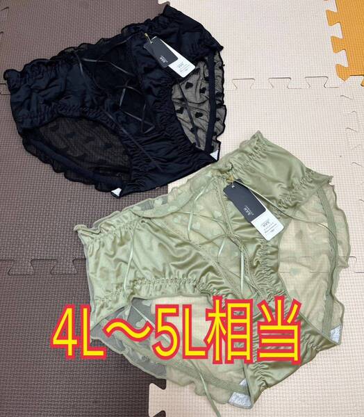 大きいサイズ4L-5L相当 光沢ツヤバックシースルーショーツ2枚セット つるつる サテン