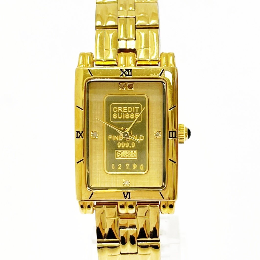 エルジン腕時計★FINE GOLD999.9★電池新品★稼働品★即納 エルジン クロイゼ FINE GOLD999.9 豪華な宝飾ダイヤル クオーツ