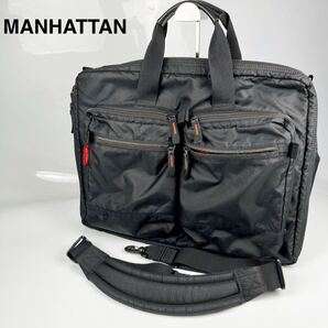 【美品】マンハッタン ビジネスバッグ ハンドバッグ ショルダーバッグ メンズ ナイロン ブラック バック バッグ レザー ブリーフケース 黒