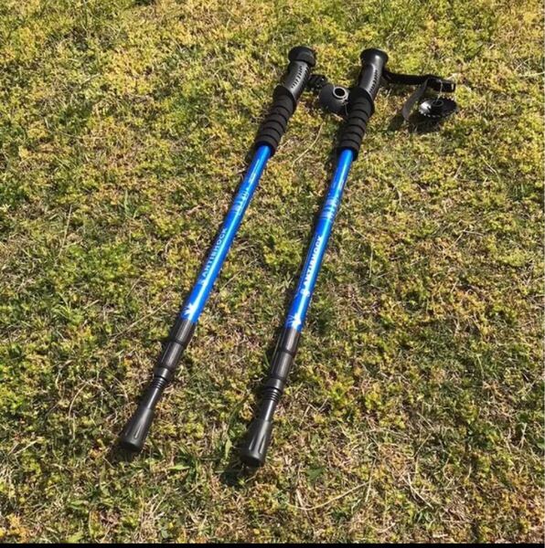 登山 軽量アルミ製 トレッキングポール 杖 ブラック 2本セット 284 ステッキ ウォーキング 伸縮 散歩