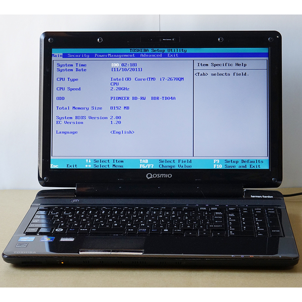 P025 東芝 T571/T8EB Core i7-2670QM メモリー8GB 15.6インチ マウンター不要 バッテリー付属 pioneerブルーレイ ジャンク