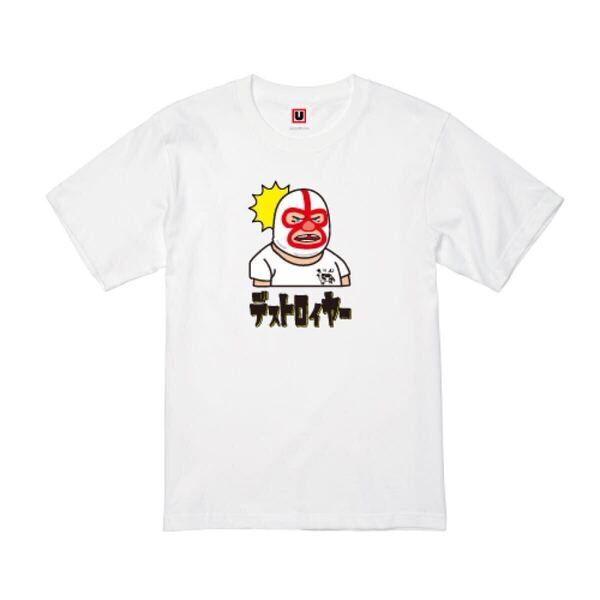 USOT うそT 覆面のおっさん おもしろTシャツ 半袖Tシャツ かわいい パロディ Tee ゆるい ホワイト 白 XL