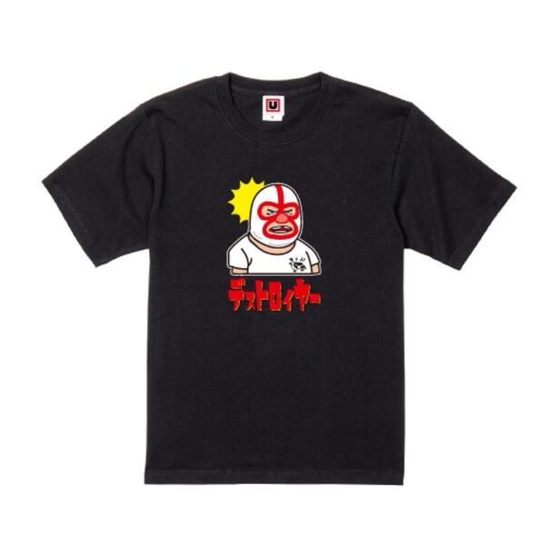 USOT うそT 覆面のおっさん おもしろTシャツ 半袖Tシャツ かわいい パロディ Tee ゆるい ブラック 黒 M