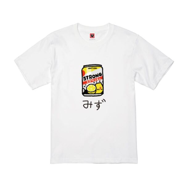 USOT うそT ストロング×みず おもしろTシャツ 半袖Tシャツ かわいい パロディ WHITE 白 ホワイトTee ゆるい S