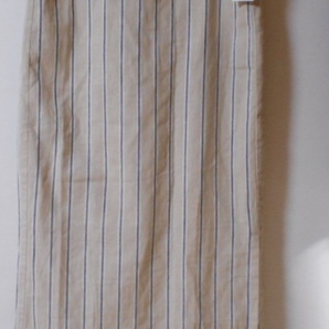 ジーユー GU リネン混 ベージュ ストライプ ナロー ロングスカート L ☆彡タグ付き新品 麻ブレンド