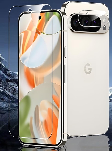 Google Pixel9 Pro 5G ガイド枠付き 指紋防止 国産旭硝子材質 薄型 強化ガラス 保護フィルム 各2枚 F64